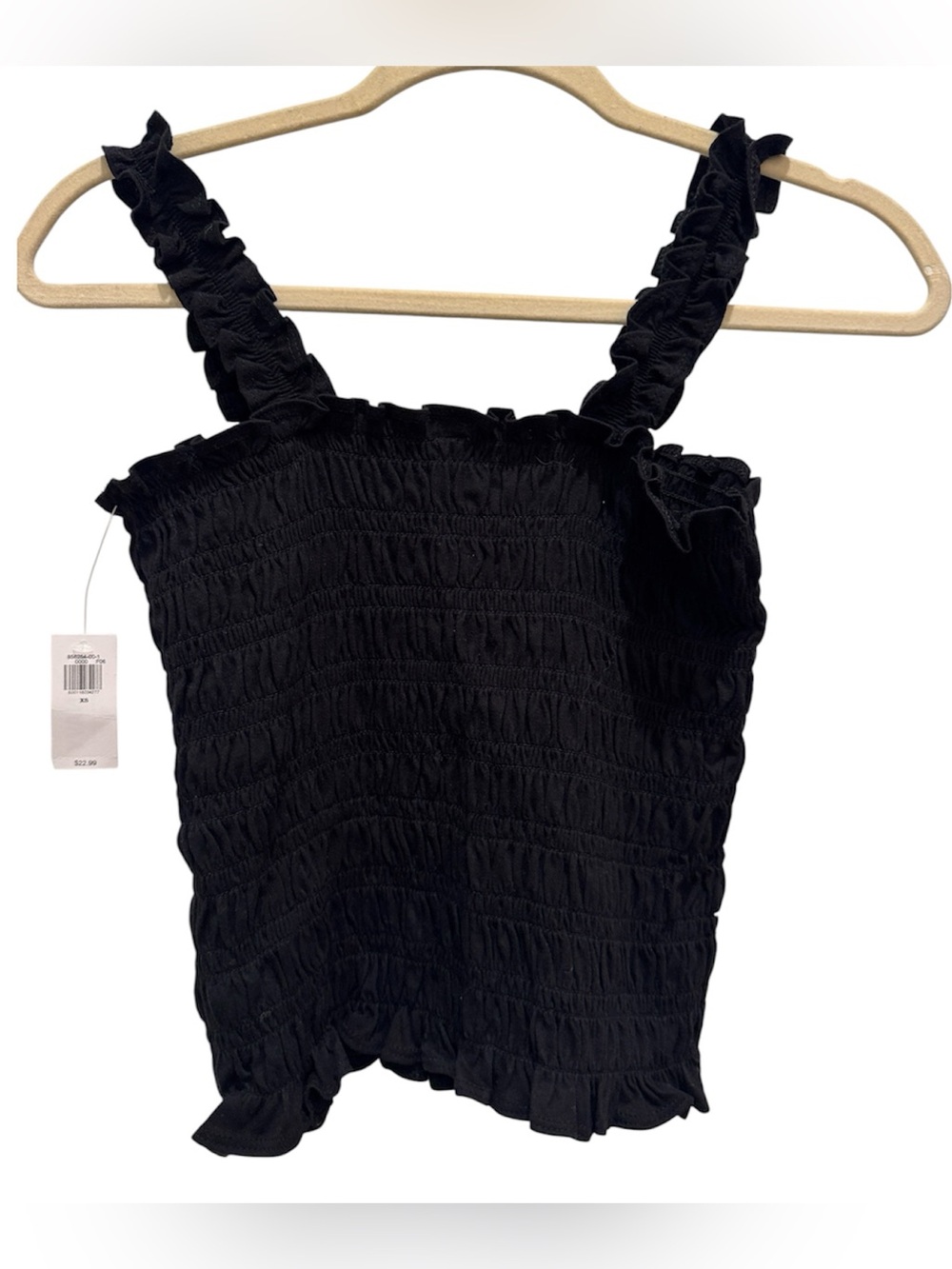 Old Navy Black Smocked Ruffle Strap Tank Top